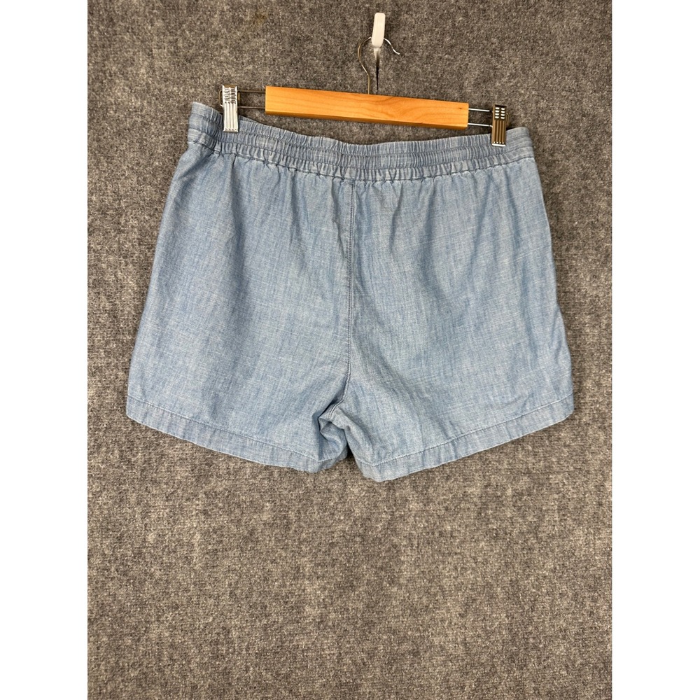 J.Crew Womens Chambray Shorts Medium Blue Elastic Waist Drawstring Summer Casual - Picture 7 of 7